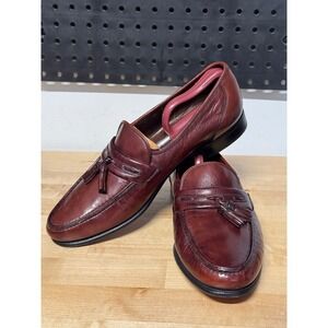 Mens Leather Tassel Loafer Dress‎ Shoes Burgundy Size 9.5 D